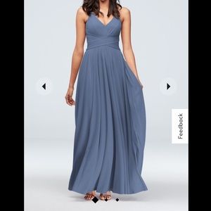 David’s Bridal Spaghetti Strap Mesh Cross Waist Bridesmaid Dress